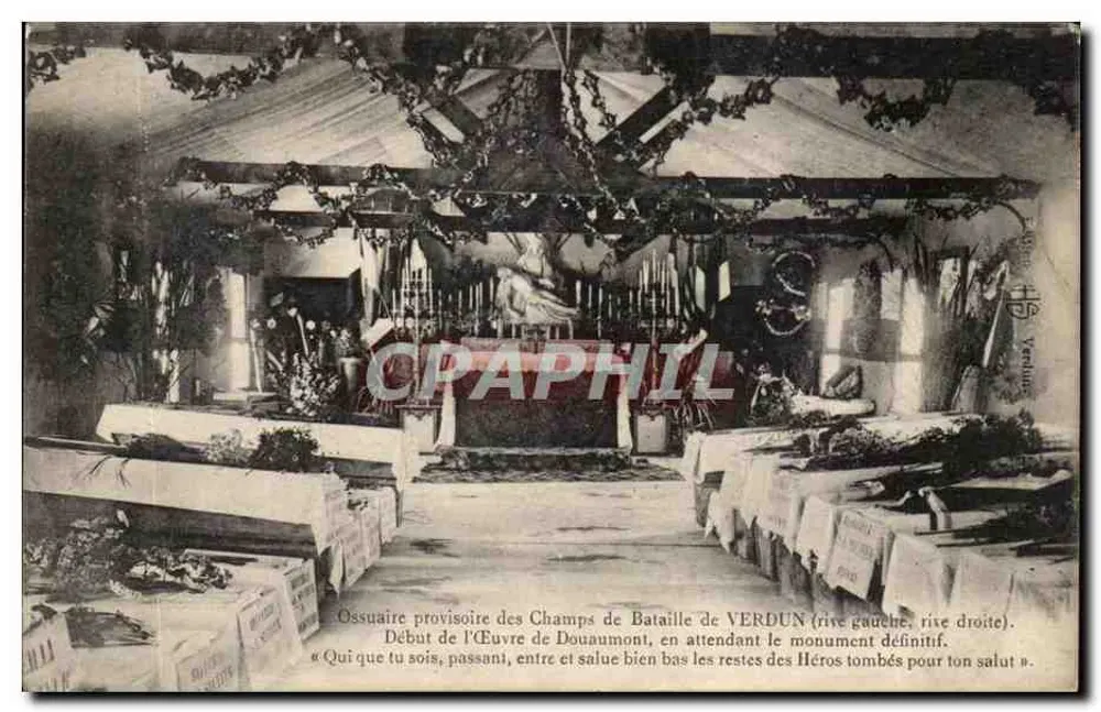 Temporäres Ossarium der Schlachtfelder von VERDUN (linker Ufer, rechter Ufer) — Verlag Verlaine, Nr. 12 - Vorderseite