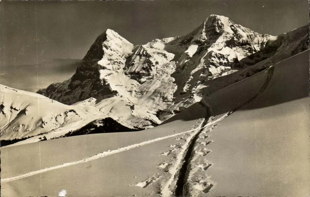 Inverno em Mürren — Eiger-Mönch — Arthur Caur Pub, Hilterfingen, n° 1187 - Frente