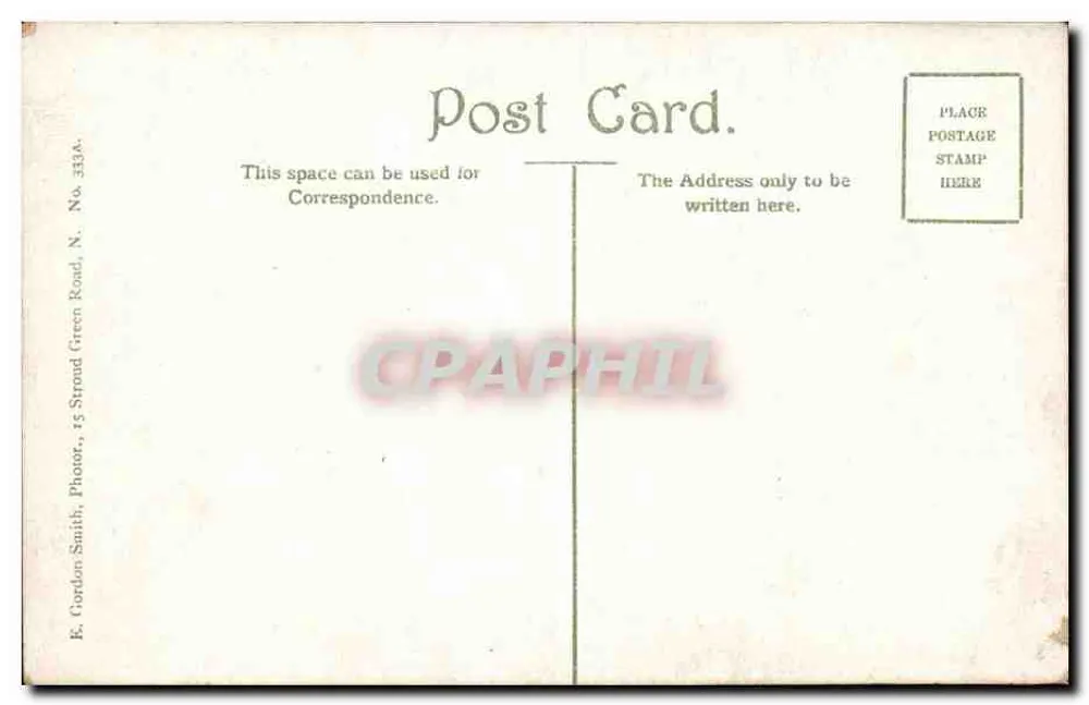 Old Lake, Pymmes Park — Edmonton — E. Gordon Smith, Phot. N° 333A - Rückseite
