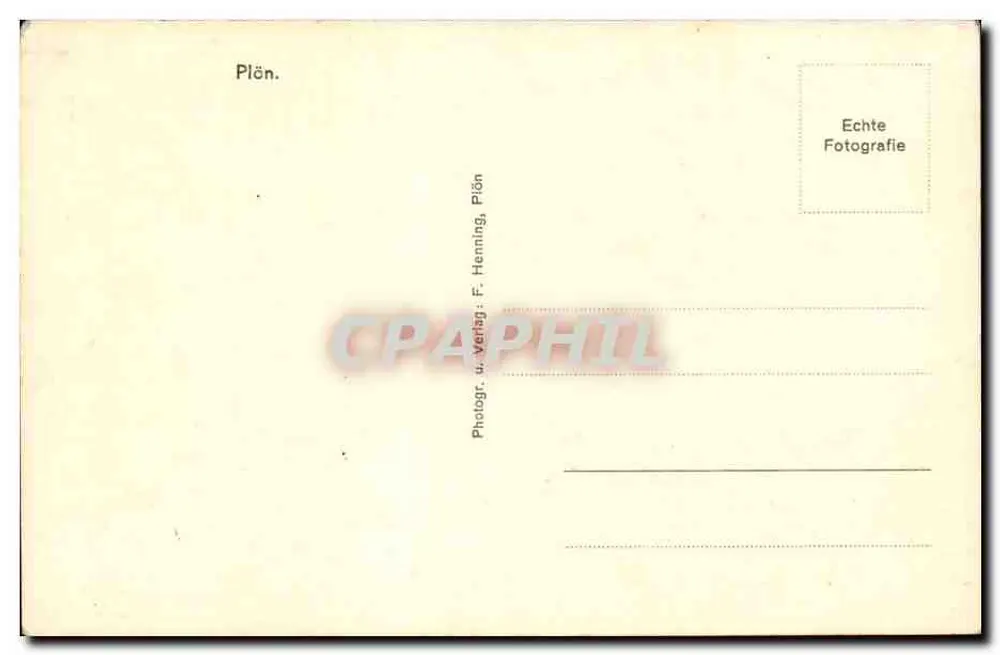 Plön — Ansicht des Schlosses und der Kirche — Photogr. u. Verlag F. Henning, Plön - Rückseite