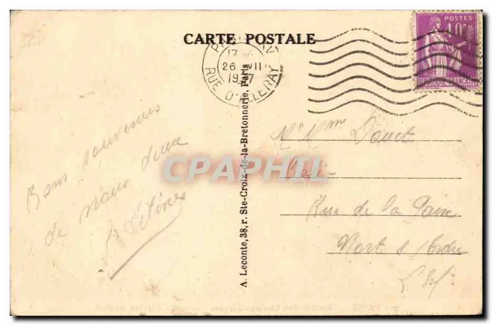 Paris — Avenue des Champs-Élysées — Graphphil, n°9 - Rückseite