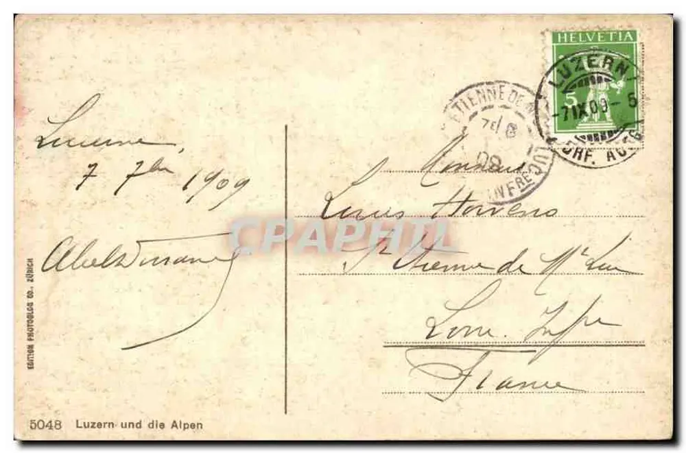Luzern und die Alpen — Verlag: EATON PHOTOBLOC CO. ZÜRICH — Nr. 5048 - Rückseite