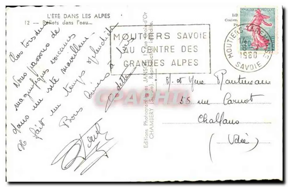 O Verão nas Alpes — 12 — Edifícios na água — Moutiers-Savoie - Verso
