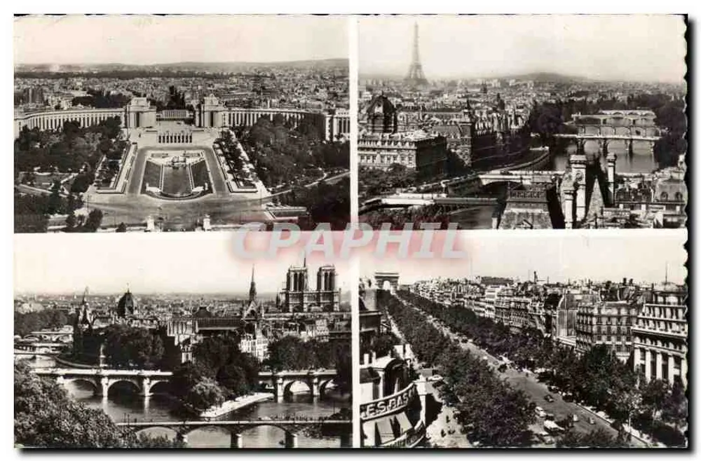 Paryż — Panorama Pałacu Chaillot, Wieży Eiffla, Mostów i Alei Champs-Élysées — Wydawnictwo Chantal - Awers