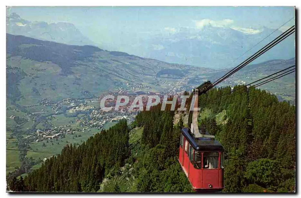 Mégeve — vista da estação superior de Rochebrune — Éditions J. Cellard - Frente