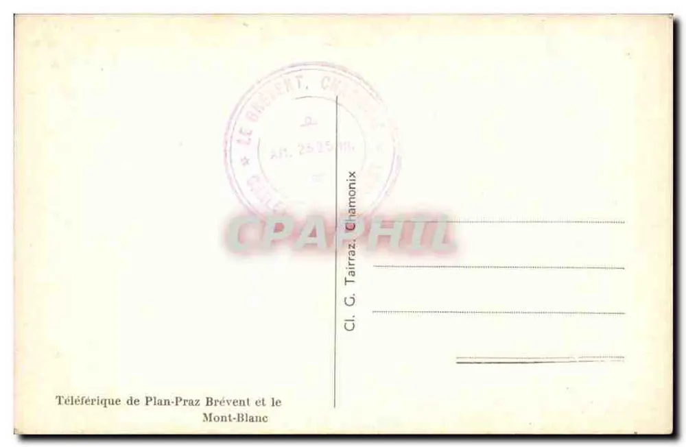 Teleferyk Plan-Praz Brévent i Mont-Blanc — Cl. G. Tairraz, Chamonix - Rewers