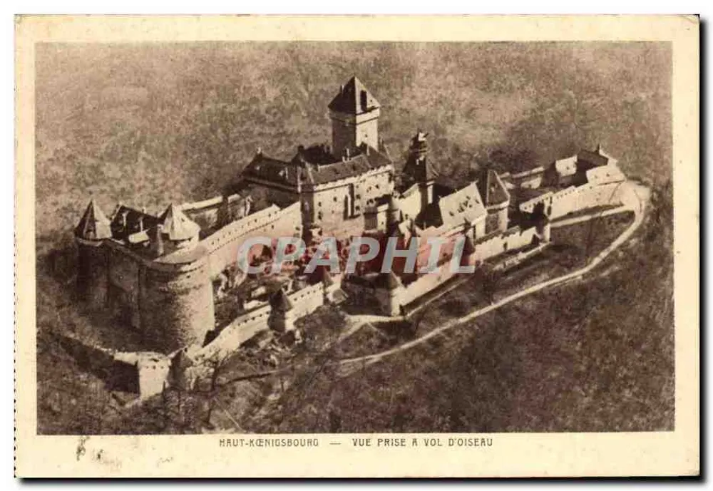 Haut-Königsbourg — Blick von oben — Sonderausgabe des Schlosses, Braun & Cie, gedruckt von Malhouse-Dornach - Vorderseite