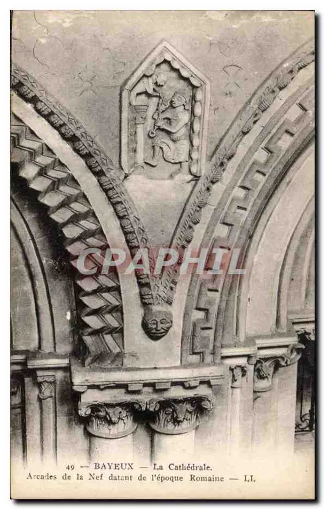 Bayeux — Die Kathedrale — Arkaden der Nave aus der römischen Zeit — L.L. - Vorderseite