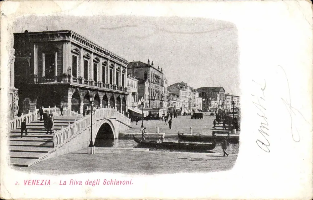 Venedig – La Riva degli Schiavoni – italienische Karteikarte Nr. 2 - Vorderseite