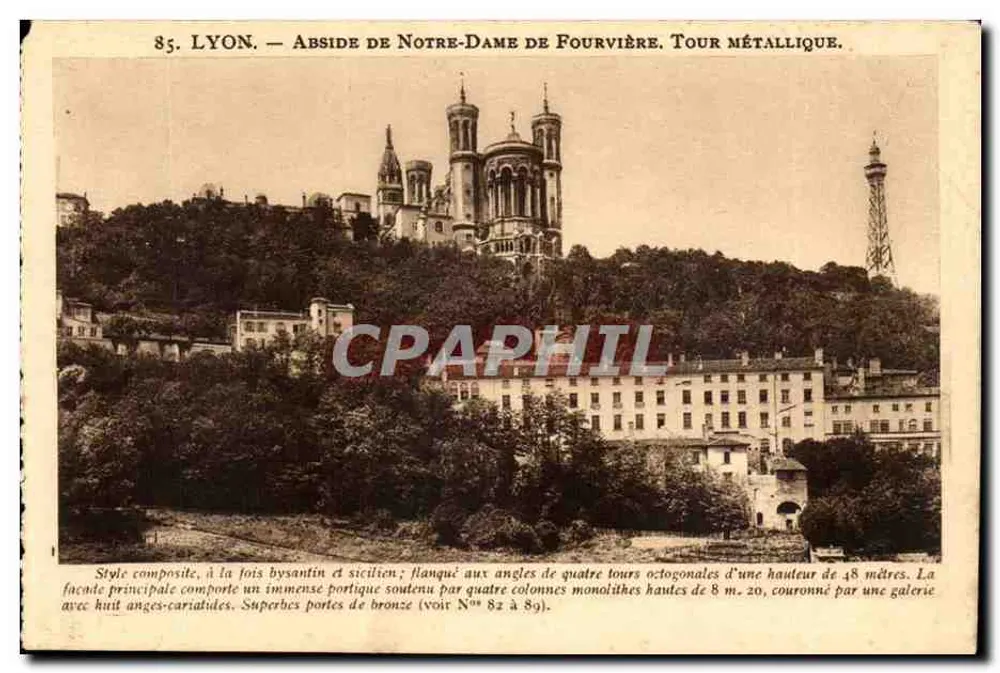 LYON — Apsis der Notre-Dame de Fourvière. Metallturm. - Vorderseite