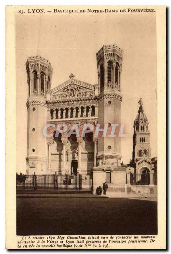 LYON — Basílica de Nossa Senhora de Fourvière — X. Goutapy, editor Victor-Hugo, Lyon - Frente