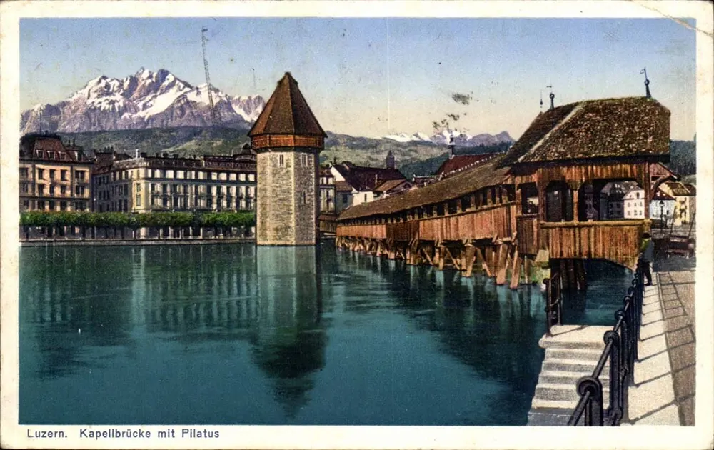Luzern. Kapellbrücke mit Pilatus — G. Kunstverlag, n° 1589 - Vorderseite