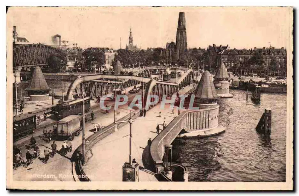 Amsterdam, Koningsbrug — Ansicht der Brücke und der Straßenbrücke — Verleger unbekannt - Vorderseite