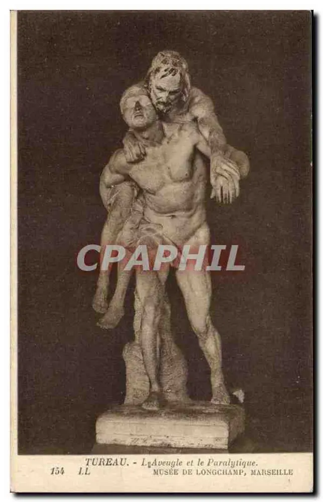 Der Blinde und der Gelähmte — Skulptur von Tureau — Musée de Longchamp, Marseille - Vorderseite