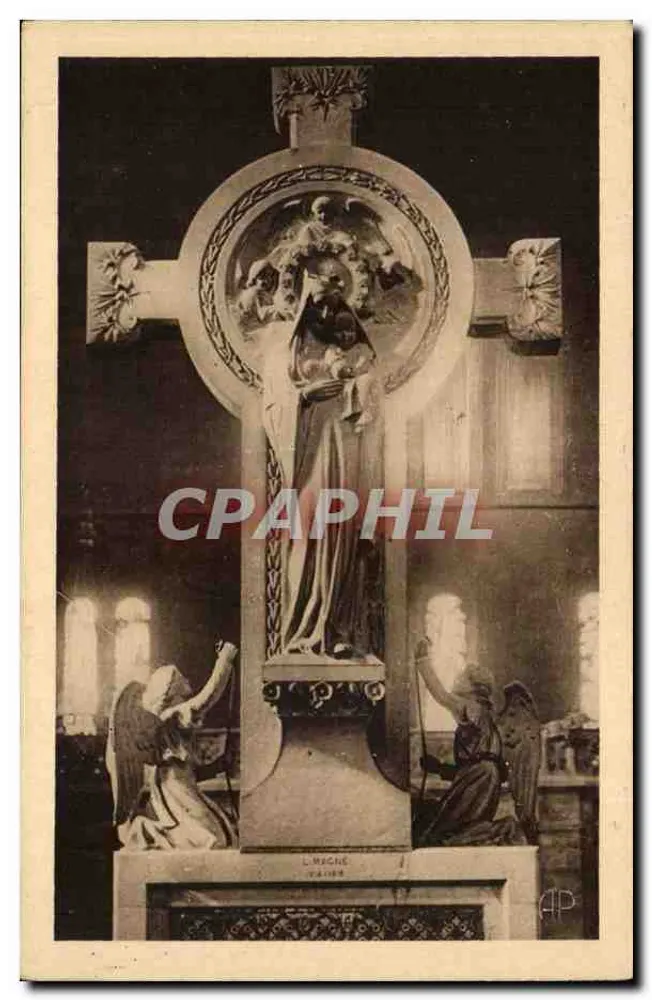 Sacré Cœur de Montmartre — Kreuz des Banc d'Éuvre — Statue der Jungfrau und des Jesuskindes — L. Magne, Paris - Vorderseite