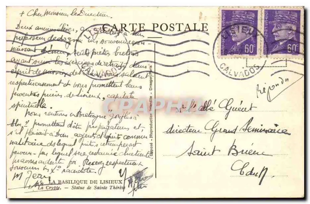 Estátua de Santa Teresinha — Basílica de Lisieux — editor Draeger - Verso
