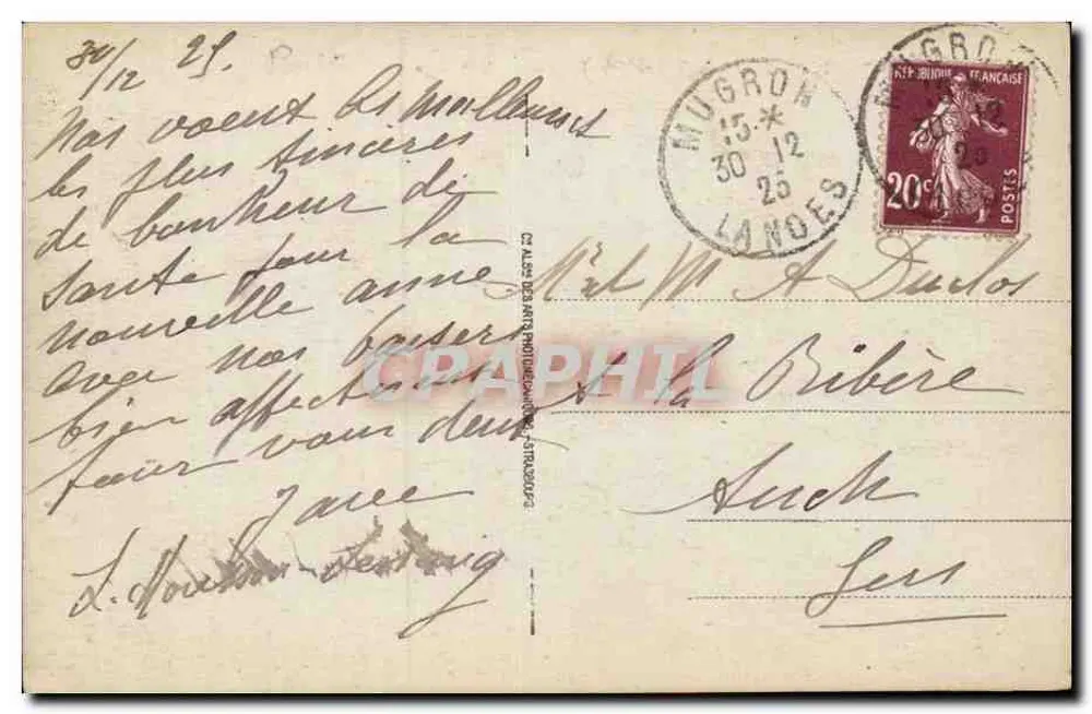 Biarritz - Ansicht der Welle am Felsen der Jungfrau — Verlag 'C.A. des Arts Photo' n°89 - Rückseite