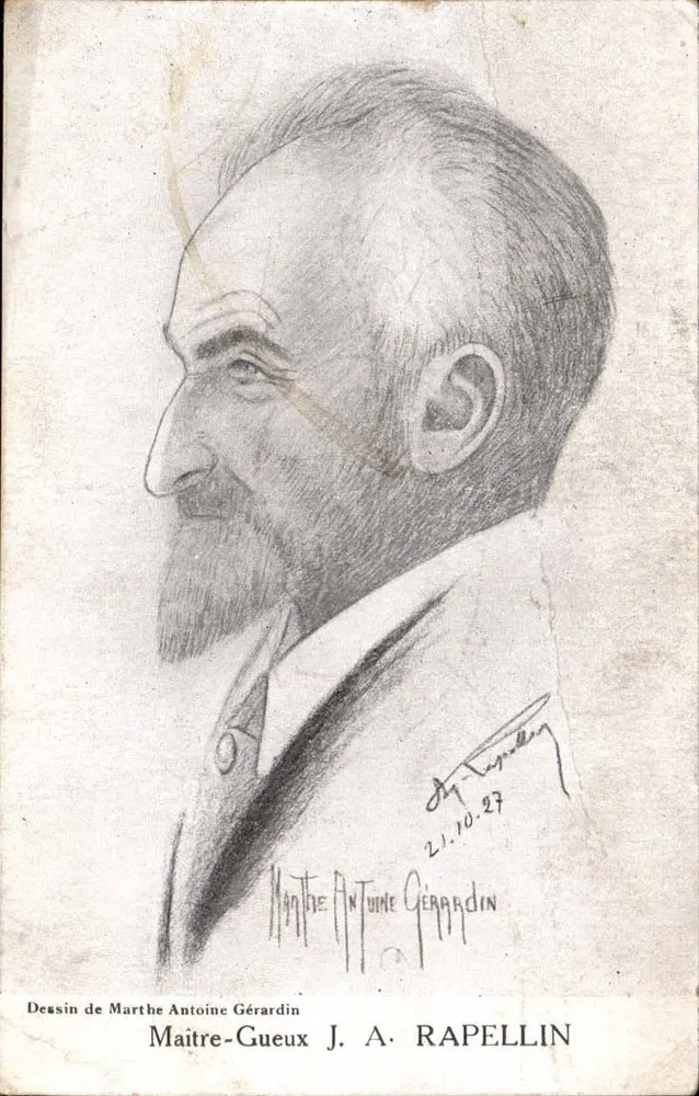 Retrato de J. A. Rapellin — desenho de Marthe Antoine Gérardin — datado 21.10.27 - Frente