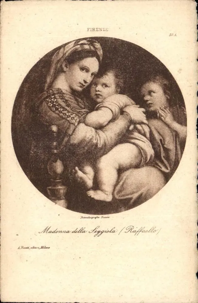 Madonna della Seggiola (Raffaello) — reprodução gravada — A. Bosetti, editor Milão - Frente