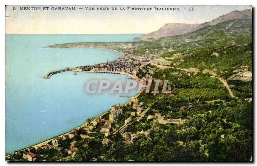 Menton et Garavan — Vue prise de la frontière italienne — LL - Recto