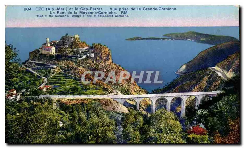 Eze (Alpes-Maritimes) und Cap-Ferrat — Aufnahme von der Grande Corniche — RM - Vorderseite