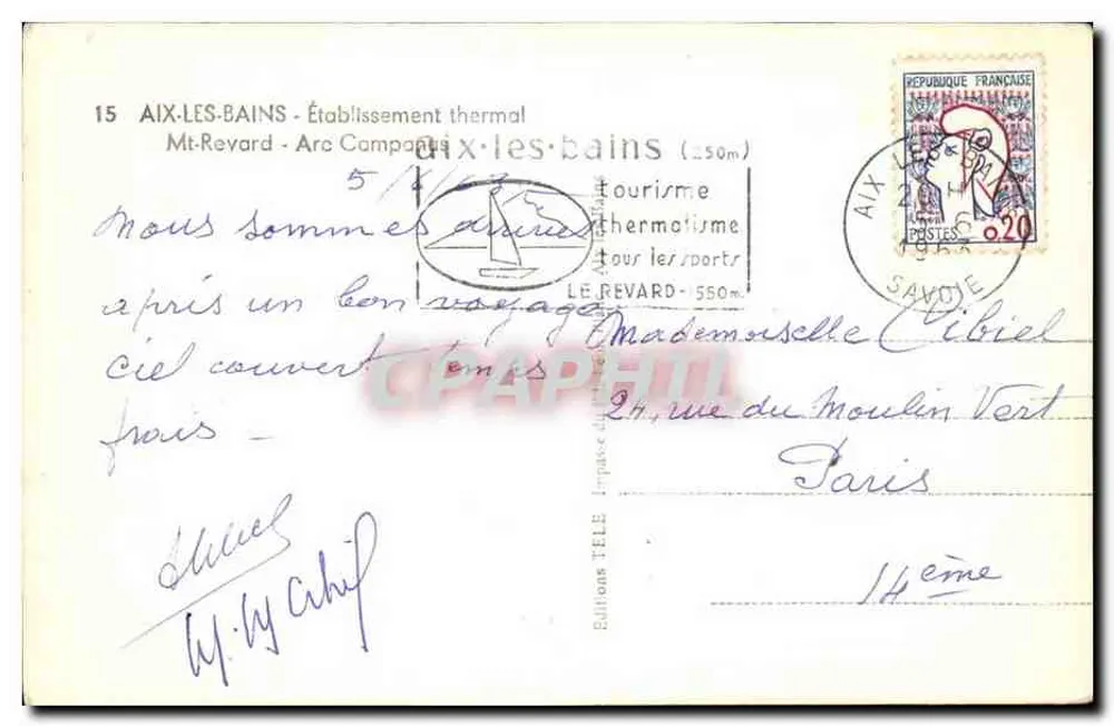 Aix-les-Bains — Arco Compagnie — Estabelecimento termal — Edições TÉLÉ - Verso