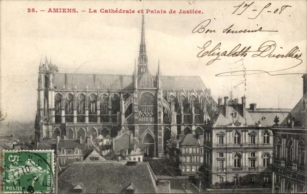 Amiens — Die Kathedrale und das Rathaus — Unbekannter Verlag, Nr. 28 - Vorderseite