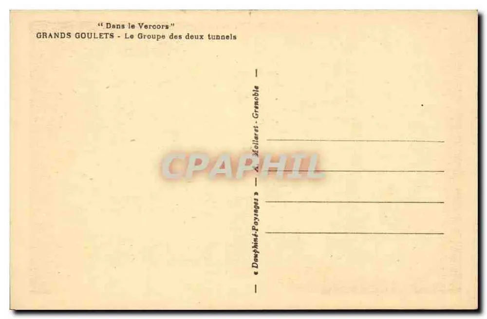 Grands Goulets — Das Paar der beiden Tunnel — Im Vercors — Verlag Dauphinite-Paysages - Rückseite