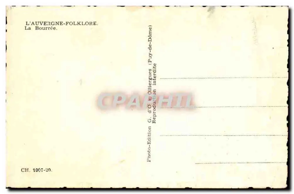 La Bourrée — Dança folclórica — Edição G. d'Olliergues, n° CH. 1067-20 - Verso