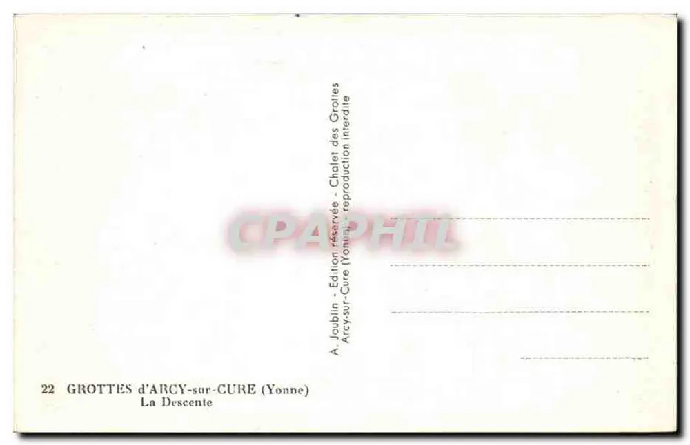 Arcy-sur-Cure Caves — The Descent — Edition of the Arcy-sur-Cure Caves - Back