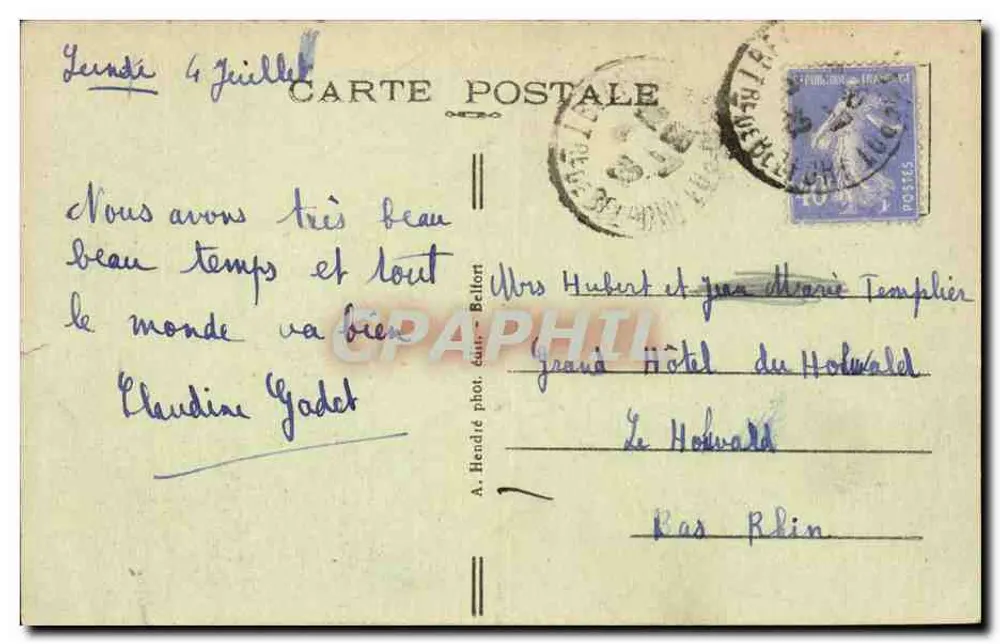 Belfort (Território) — O Castelo e o Leão — A. Hendré, n°212 - Verso