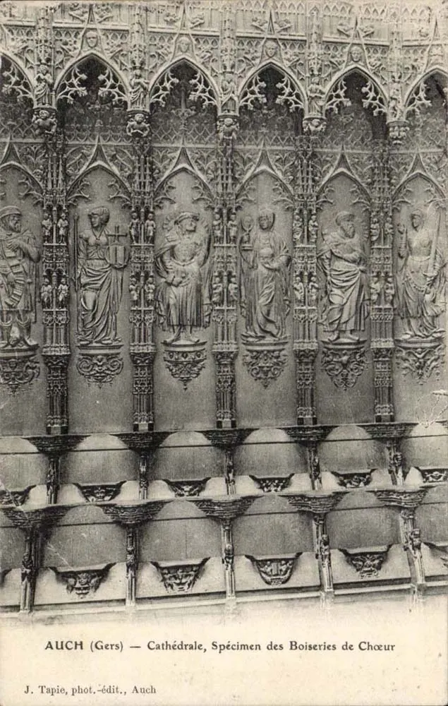 Auch (Gers) — Kathedrale, Exemplar der Chorverzierungen - Vorderseite
