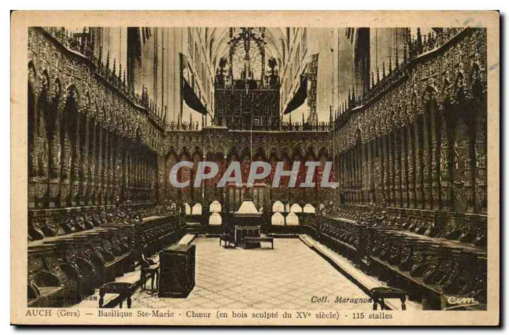Auch (Gers) — Basilika Ste-Marie — Chor (Holzschnitzereien des 15. Jahrhunderts) - 115 Bänke — Coll. Maragon - Vorderseite