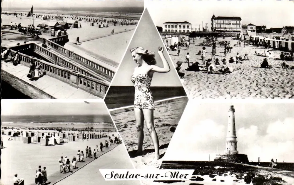 Soulac-sur-Mer — Panoramablick auf den Strand und den Leuchtturm — Réal-Photo - Vorderseite
