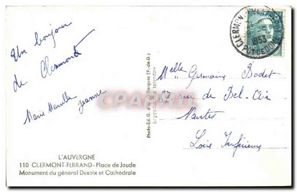 Clermont-Ferrand — Place de Jaude und Kathedrale — Photo G.d'O - Rückseite