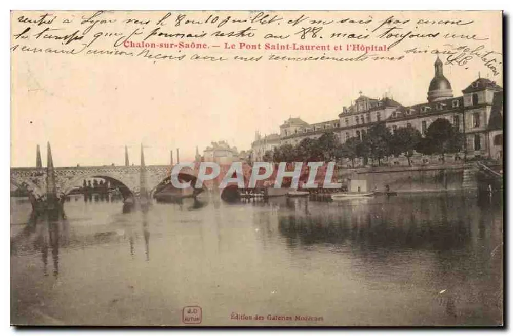 Chalon-sur-Saône — Der Pont Saint-Laurent und das Krankenhaus — Edition der Modernen Galerien - Vorderseite
