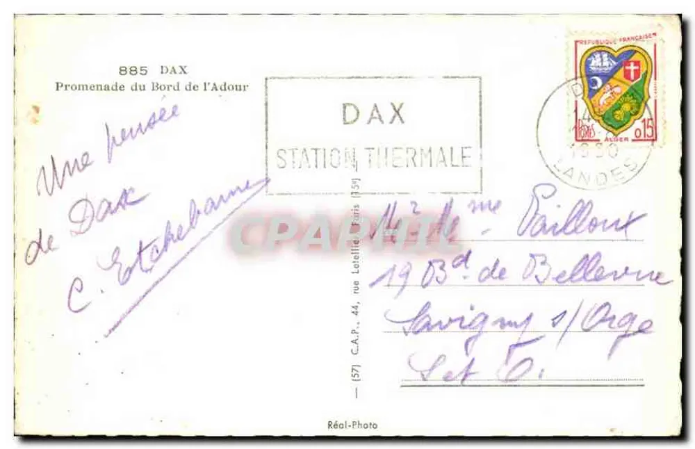 Dax - Paseo junto al río Adour — C.A.P. (57) Réal-Photo - Reverso