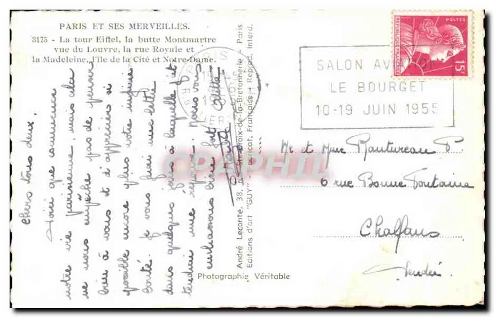 Paris e suas maravilhas — 3175 — Editor André Leconte, Paris - Verso