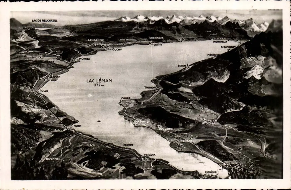 Lago Léman — vista aérea — Société Graphique Neuchâtel, n° 8110 - Frente
