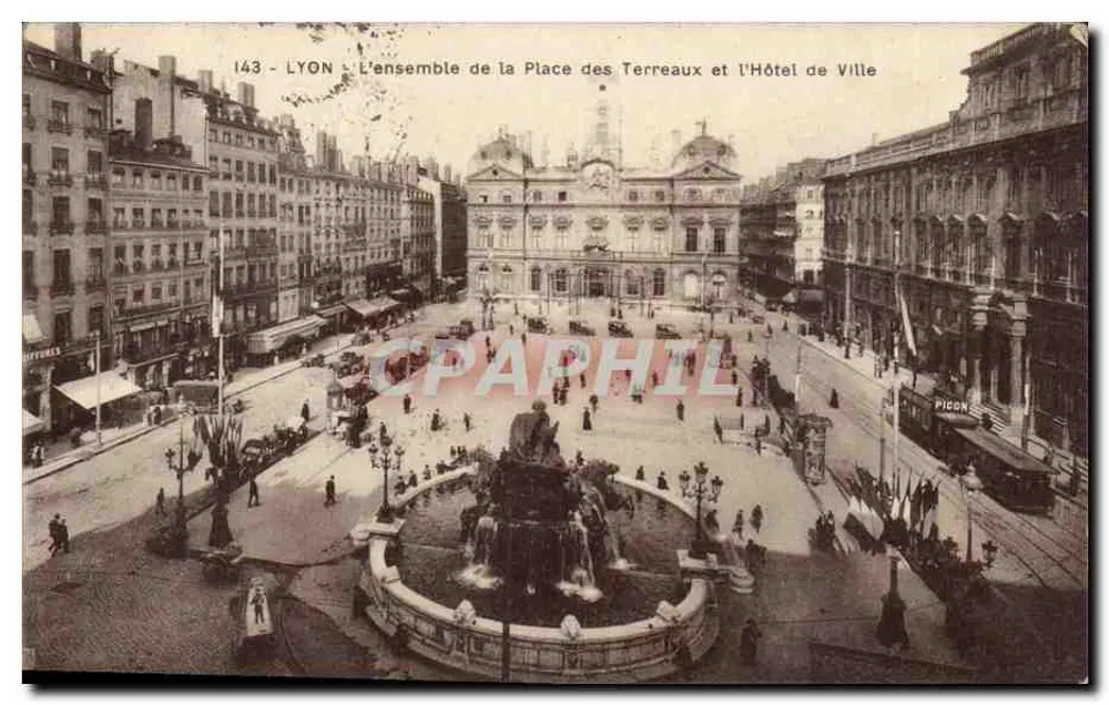 LYON - Die gesamte Place des Terreaux und das Rathaus — PICON n°143 - Vorderseite