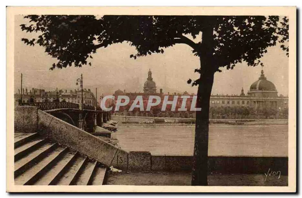 O ponte da Guillotière em Lyon — vista sobre o rio Rhône e os domos do Hôtel-Dieu — editor Yvon, n°15 - Frente