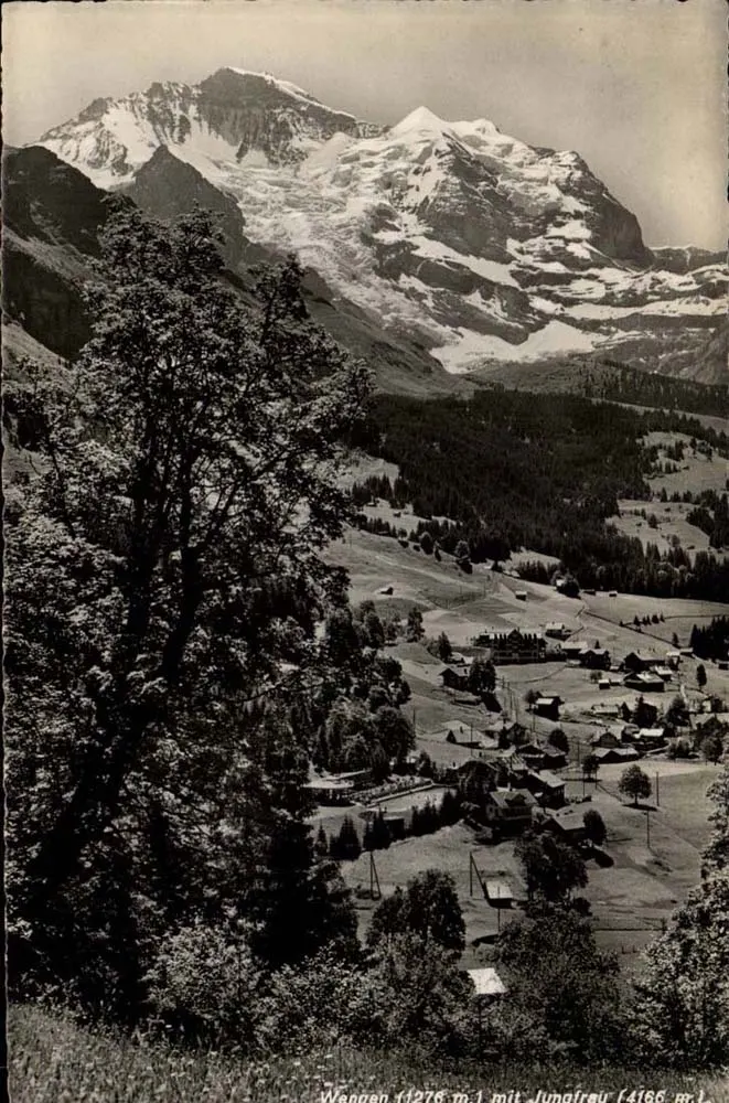 Wengen (1276 m) mit Jungfrau (4166 m) — Fotografie — Photoglob-Wehrli A.-G., Zürich - Vorderseite