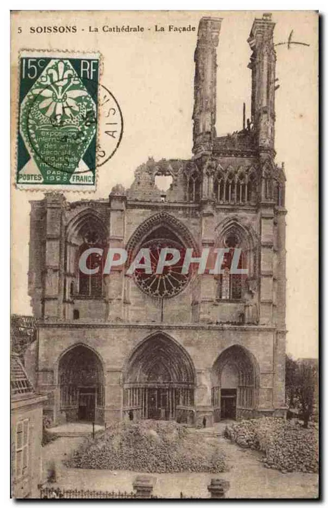 Soissons - A Catedral - A Fachada — editor A. Languette, n°5 - Frente