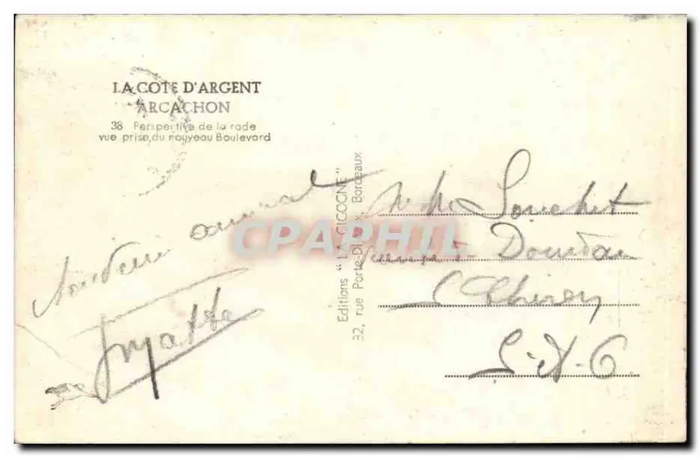 La Côte d'Argent Arcachon — Perspektive der Bucht vom neuen Boulevard aus — Éditions 'La Côte d'Argent' Arcachon - Rückseite