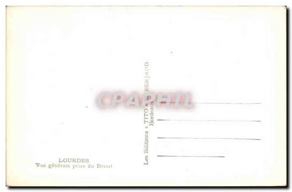 Lourdes — Vista geral tirada do Beout — Les Éditions TITO, Bordeaux - Verso