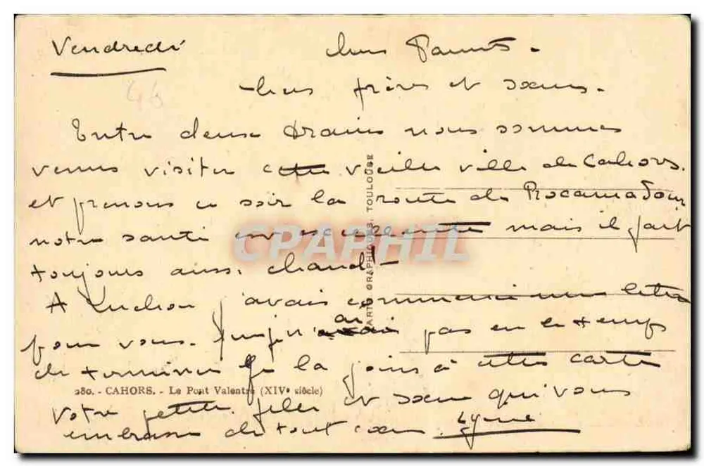 Cahors — O Ponte Valentré (século XIV) — ARGRA - Verso