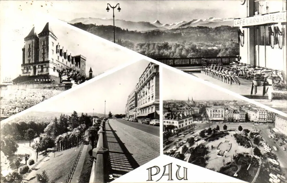 Pau — Castelo, Cadeia dos Pirineus, Boulevard dos Pirineus, Praça Clemenceau — Edições REX - Frente