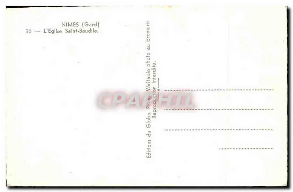 Nîmes (Gard) — A Igreja de Saint-Baudile — Éditions du Globe, Paris - Verso