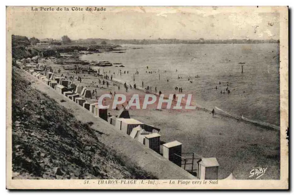 Tharon-Plage (Loire-Inférieure) — A Praia para o Sul — Saby - Frente