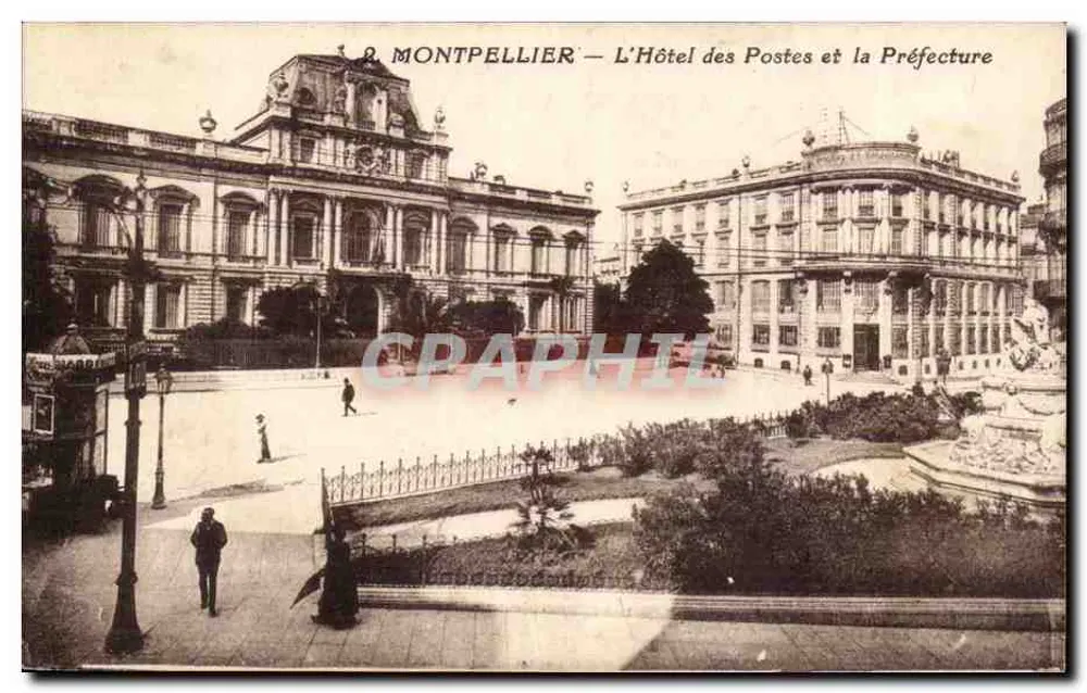 Montpellier — O Hotel das Postas e a Prefeitura — Fot. A. Bardou, 16 r. da Valfère - Frente